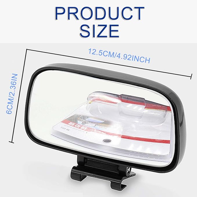 Blind Spot Mirror - Adjustable 360 Rotation Car Auxiliary Convex Wide Angle Mirror - Snap-On Clip for Side Rearview - Universal for Cars, Trucks, SUVs
