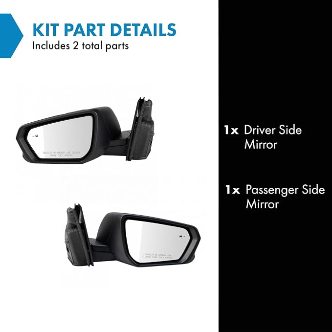 Driver and Passenger Side Mirror Set Power Heated Memory Blind Spot Textured Black Housing Turn Signal Compatible with 2019-2022 Chevrolet Equinox 2018-2022 GMC Terrain GM1320618 GM1321618