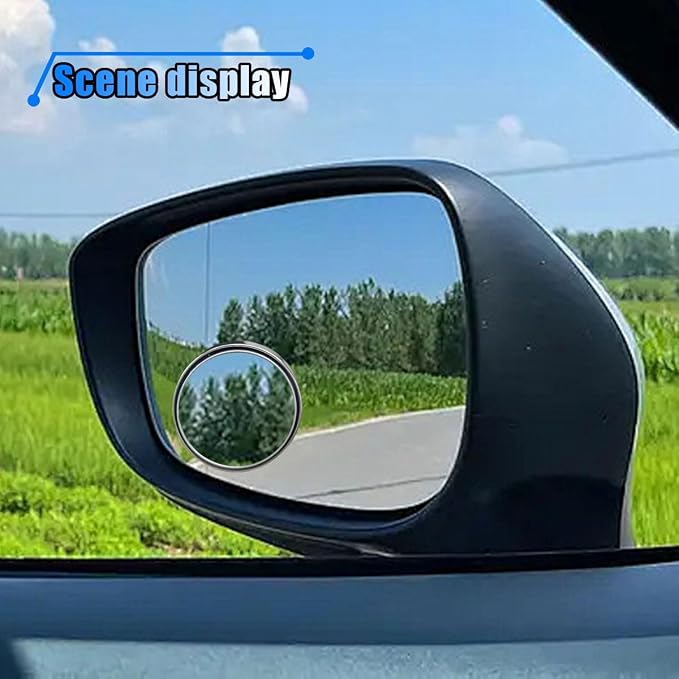 4PCS Car Blind Spot Mirror, 360° Wide Angle Convex Mirrors with Adjustable Frame, 2" Round Rear View Mirror, Adhesive HD Glass Side Mirror for Most Cars Trucks SUVs (Silver)