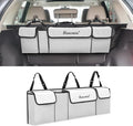 Car Trunk Organizer and Storage, Backseat Hanging Organizer for SUV, Truck, MPV, Waterproof, Collapsible Cargo Storage Bag with 4 Pockets, Car Accessories for Men and Women (Beige)