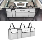 Car Trunk Organizer and Storage, Backseat Hanging Organizer for SUV, Truck, MPV, Waterproof, Collapsible Cargo Storage Bag with 4 Pockets, Car Accessories for Men and Women (Beige)