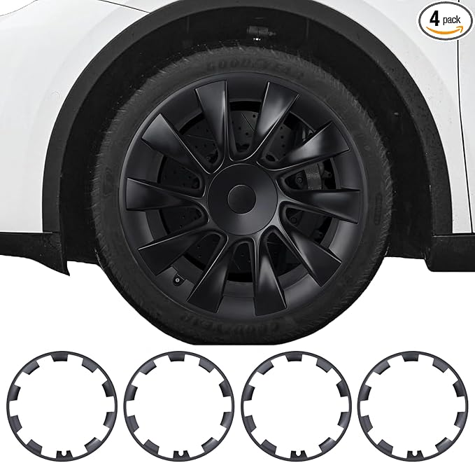 Wheel Rim Protector for Tesla Model Y 20 Inch Induction Wheels All-in-one Car Tire Trim Rings Rim Case Hubcaps Wheel Cover 2020-2024 Model Y Accessories