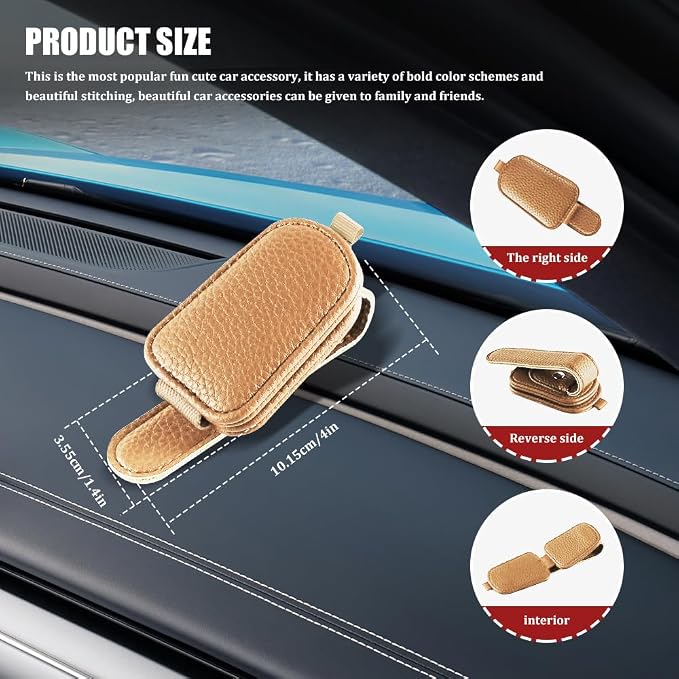Sunglasses Holders for Car Visor, Sunglass Car Organizer, Leather Magnetic Buckle Sun Visor Sunglass Clip, Car Accessories Ticket Card Clip Sunglasses Mount Fit Truck (Gold, 1PCS)