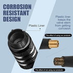 Tire Valve Stem Cap Cover - (12 Pack) Tire Air Caps Metal with Plastic Liner Corrosion Resistant Leak-Proof for Car Truck Motorcycle SUV and Bike Black