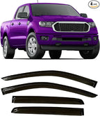 Tape-On Windows Visor 4-Piece for 2019-2023 Ford Ranger(supercrew) Rain Guards Shield Shade Smoke