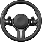 2PCS/Set Car Steering Wheel Cover, Leather Segmented Anti-Slip Automotive Wheel Protector, Soft Breathable Vehicle Steering Protection Covers, Universal Interior Accessories (Black)