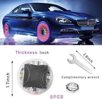 8PCS Car Tire Wheel Lights, Colorful Flashing LED Air Valve Cap Lights with Motion Sensor, Solar Waterproof Tire Light Gas Nozzle for Truck Bike Motorcycle, Car Accessories