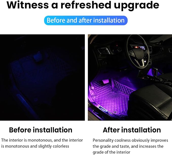 Car Interior LED Lights, Automotive Ambient Neon Light Kit with USB Port, Car Accessories, Gifts for Men and Women, 4 in 1 Decoration Lights for Car, Garden, Home, Party（Pink）