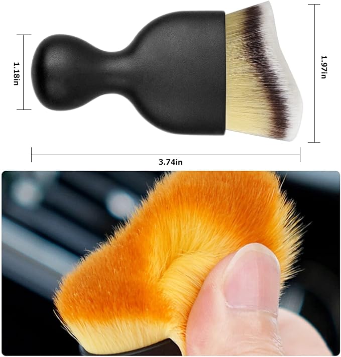 Car Interior Detailing Brush, Auto Soft Hair Cleaning Brushes, Curved Dirt Dust Collectors, Removal Tool for Dashboard Air Conditioner Vents Leather, Scratch Free (3 Colors/1PCS)