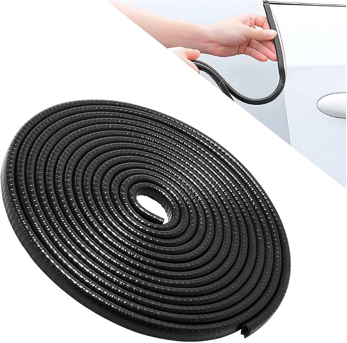 U Shape Rubber Seal Car Edge Trim, Automotive Door Protector, No Glue Required, Universal for Most Cars, Black/10FT