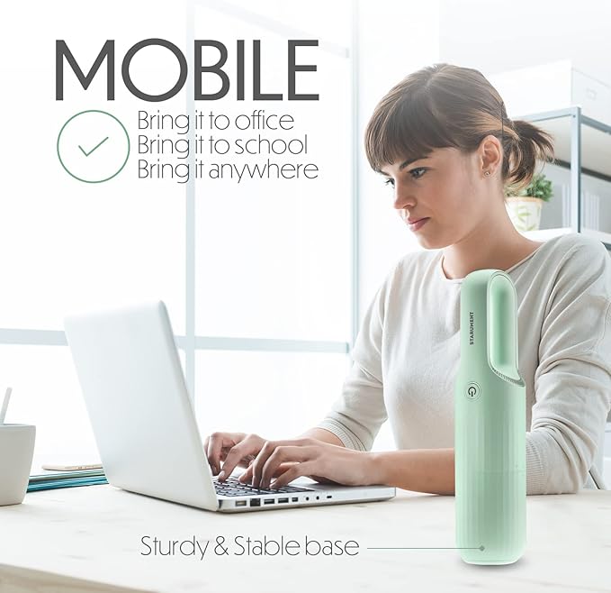 Vacuum Cleaner for Dust, Pet Hair Dirt Home, Car Interior Lightweight, Portable, Handheld, Cordless, Easy to Use, Compact Design Battery Rechargeable with USB-C Cable (Mint Green)