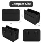 Collapsible Car Trash Can, Leather Vehicle Garbage Organizer Bin Holder with One Roll Trash Bag, Foldable Hanging Mini Cars Storage Bag Container for Auto, SUV (Black)