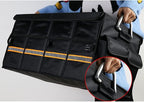 Car Trunk Organizer - Collapsible Trunk Organizer & Lid Foldable Cover Aluminium Alloy Handle Reflective Strip for Auto, SUV, Truck, Minivan (L Black)