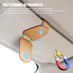 Sunglasses Holders for Car Visor, Sunglass Car Organizer, Leather Magnetic Buckle Sun Visor Sunglass Clip, Car Accessories Ticket Card Clip Sunglasses Mount Fit Truck (Gold, 1PCS)