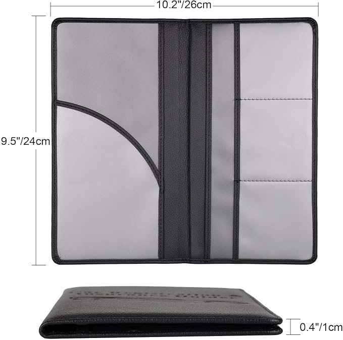 Car Registration and Insurance Holder with Magnetic Shut, Vehicle Glove Box Car Organizer, Men Women Interior Car Accessories for Cards, Essential Document, Driver License, Black