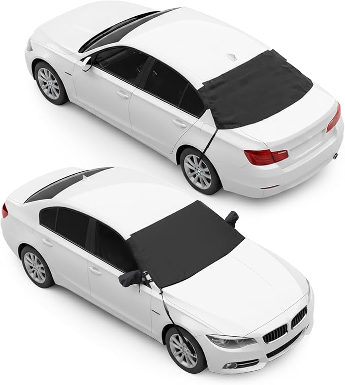 Windshield Cover, 600D Oxford Automotive Windshield Snow Cover for Ice, Snow, Frost & Sunlight, Vehicle Window Protector Windscreen Shield with Mirror Cover for Sedan & Medium SUVs