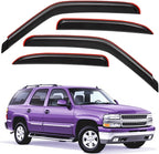 in-Channel Auto Window Visor, Fit 2000-2006 Chevrolet Tahoe & GMC Yukon, 2001-2006 Yukon Denali, 2002-2006 Cadillac Escalade (Standard), UV-Protect Rain Guard Wind Deflector, Smoke, 4-Pcs