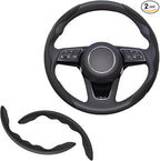 2pcs Universal Fit Carbon Fiber Steering Wheel Cover, Anti-Skid Steering Wheel Cover/Segmented Steering Wheel Protector/Car Interior Accessories (Black)