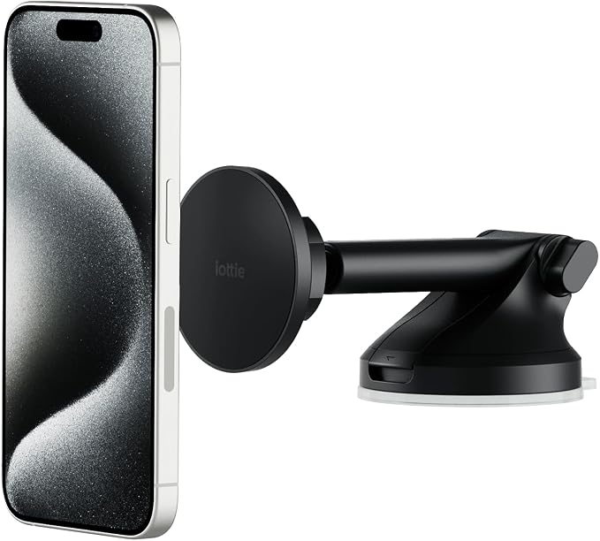 iTap 3 Magnetic Dash & Windshield Car Mount, Phone Holder with Suction Cup, Includes Magnetic Ring Adapter, Compatible with iPhone 12-17, Samsung Galaxy, Google Pixel, and MagSafe Phones