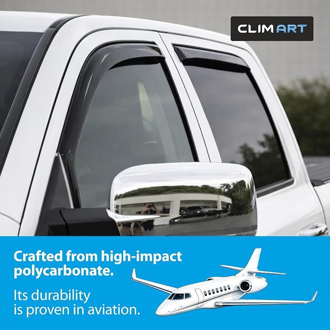 in-Channel Incredibly Durable Rain Guards for Dodge RAM 2009-2018 1500 Crew Cab, Mega Cab, Original Window Deflectors, Vent Window Visors, Vent Deflector Smoke Truck Accessories 4 pcs-609006