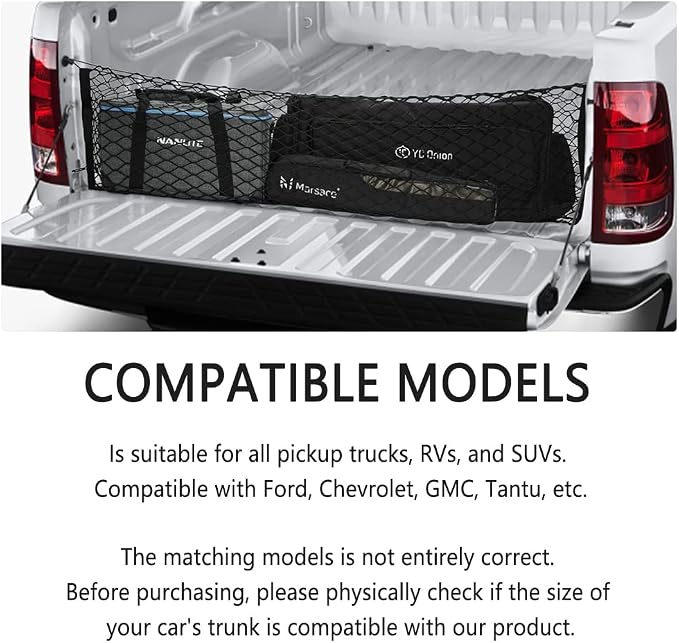 49' X16'' Truck Bed Organizer,Elastic Shrink Cargo Net Hold Many Items to Keep The Interior of Tidy,Truck Storage Fit for Ford,Chevrolet,GMC,Tantu