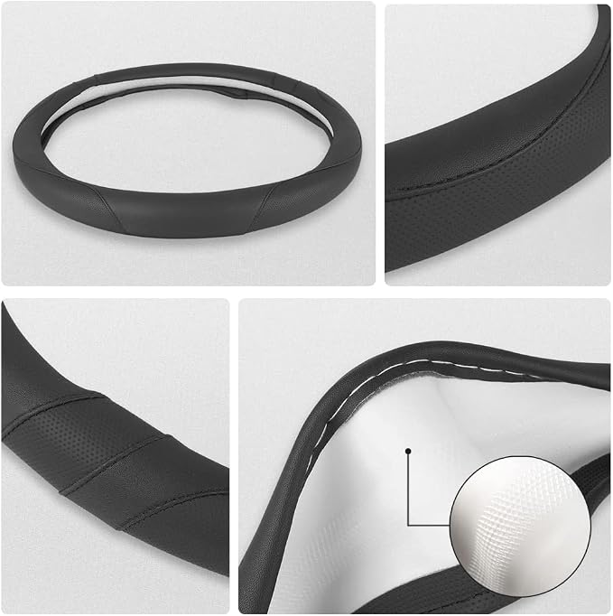 Car Steering Wheel Cover for Ford Escape,Explorer,Fusion,Focus,Bronco,Transit,Edge(Black- Standard Size)