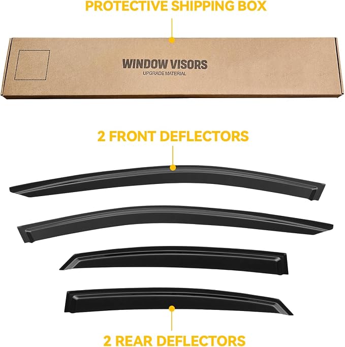 Window Visor for 2019-2024 Kia Forte, Out-Channel Rain Guards Shields Vent Deflector Shade Wind Dark Smoke Ventshade Ventvisor for Forte 2023 2022 2021 2020, Tape-On Outside-Mount, 4PCS