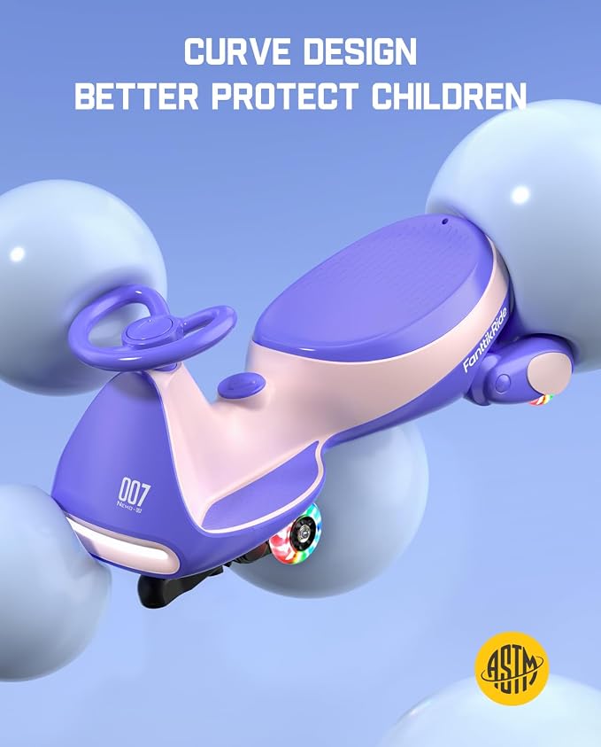 N7 Pro Electric Wiggle Car with Pedal, Rechargeable Battery, CyberWiggle, 2 in 1 Swing Car, 2 Speeds Max 4 Mph, Anti-Rollover, Flashing Wheels, Bluetooth, Ages 3+, 150 Lbs, Pink