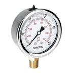 100 Psi Lead-Free Glycerin Liquid Filled Low Pressure Gauge, 2.5" Dial Size, 1/4" NPT Lower Mount, Stainless Steel Case, for Home Potable Water Pump, Air, Well, RV Hose, Pressure Test