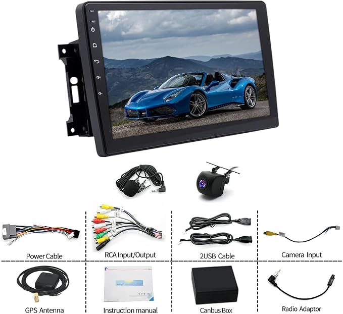 10" Android 13 Car Stereo w/Wireless Carplay Android Auto fit for Jeep Commander 2008 2009 2010 2011 Double Din Touch Screen Car Audio Receiver w/WiFi GPS Bluetooth AHD Backup Camera Mic