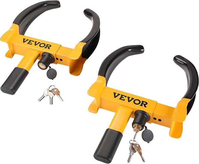 Universal Wheel Clamp Lock, 2 Pack Adjustable Anti-Theft Tire Lock, Heavy-Duty Steel for ATV SUV Car Golf Cart Boats Motorcycles, with 6 Keys