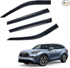Set of 4 Window Visors Compatible with 2020-2025 Toyota Highlander, Smoke Tint Sun Rain Guard Vent Outside Mount Tape On/Clip On Style PVC 4 Pcs