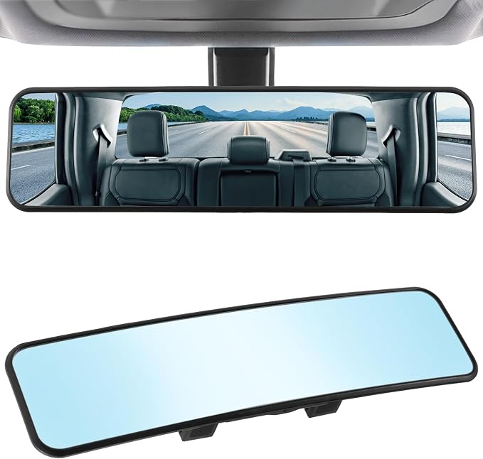 Anti Glare Rear View Mirror, Universal 11.3'' (287mm), Wide Angle Panoramic Convex Rearview Mirror, Clip-on to Original to Eliminate Blind Spot and Antiglare for Cars SUV Trucks