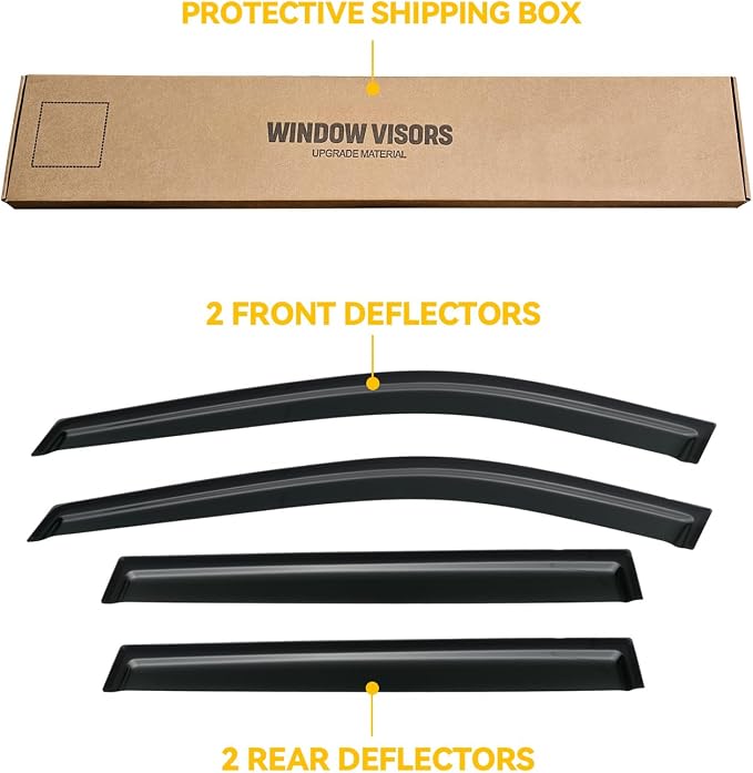 Window Visor for 2021-2026 Nissan Rogue, Out-Channel Rain Guards Shields Vent Deflector Shade Wind Dark Smoke 2022 2023 2024 2025 21 22 23 24 25 26, Tape-On Outside-Mount, 4PCS