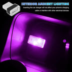 4 PCS USB LED Car Atmosphere Lamp, Mini Night LED Vehicle Trunk Ambient Lighting Kit, Portable Plug-in USB Interface Vehicle Decor Atmosphere Lamp, Interior Car Accessories (Purple)