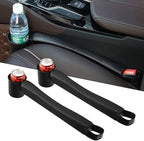 2 Prices Car Seat Gap Filler Pad PU Leather Console Side Pocket Organizer and one Cup for Cellphone Wallet Coin Key (Black)