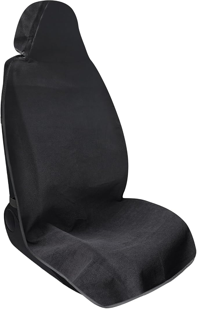 Waterproof Sweating Car Towel Seat Cover for Gym Workout, Running, Swimming, Beach and Hiking, Universal Fit Non-Slip Towel Bucket Seat Protector for Cars SUV Trucks (Black)