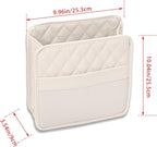 Car Seat Organizer Backseat with Storage Pockets, PU Leather Vehicle Backseat Hanging Storage Pocket, Multipurpose Automotive Travel Essentials Accessories, Universal for Most Cars (Beige)