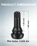 5 Pcs TR415 Rubber Snap-in Tire Valve Stems for 0.625" Rim Hole, Fits Select Cars, Trucks, Trailers, ATV Tires