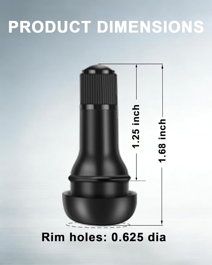 5 Pcs TR415 Rubber Snap-in Tire Valve Stems for 0.625" Rim Hole, Fits Select Cars, Trucks, Trailers, ATV Tires