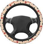 Paw Print Neoprene Steering Wheel Cover Anti-Slip Elastic Dog Cat Paw Steering Wheel Protective Cover 15in Universal Car Accessories Fit Cars, SUVs, Auto