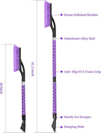 42.2 Inch Ice Scraper and Brush for Car, Snow Brush and Ice Scraper for Windshield Window, Car Snow Scraper with Foam Grip for SUV Truck Vehicle - Purple