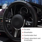 Car Steering Wheel Cover, 15 Inch Leather Breathable Auto Steering Wheel Protector, Comfortable Non-Slip Vehicle Steering Wheel Covers, Universal Interior Car Accessories (Black)