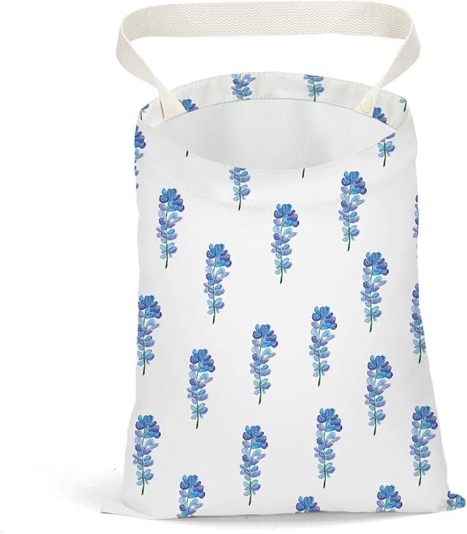 Car Trash Bag Car Garbage Bag Hanging Cars Trash Can Spring Decor Waterproof Cars Back Seat Organizer for Vehicle Travelling Swimming Camping Blue Flower Decor