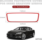 Car Rear View Mirror Protector Frame, Silicone Auto Rearview Edge Protection Cover Compatible with Model 3 Model Y, Interior Rear View Trim Frame Decoration, Car Accessories (Red-2PCS)