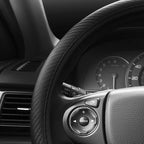 UltraSport Series Steering Wheel Cover-Synthetic Leather Perforated Design & Stitching, All Black Carbon Fiber