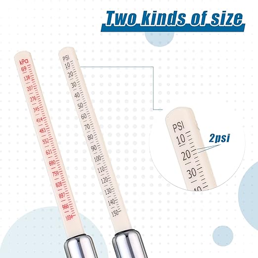 10 Pack Dual Head Tire Pressure Gauge Heavy Duty Air Pressure Tire Gauge for Auto Truck Car RV Van Gage Range 10-150PSI, 1-10Bar (Silver)