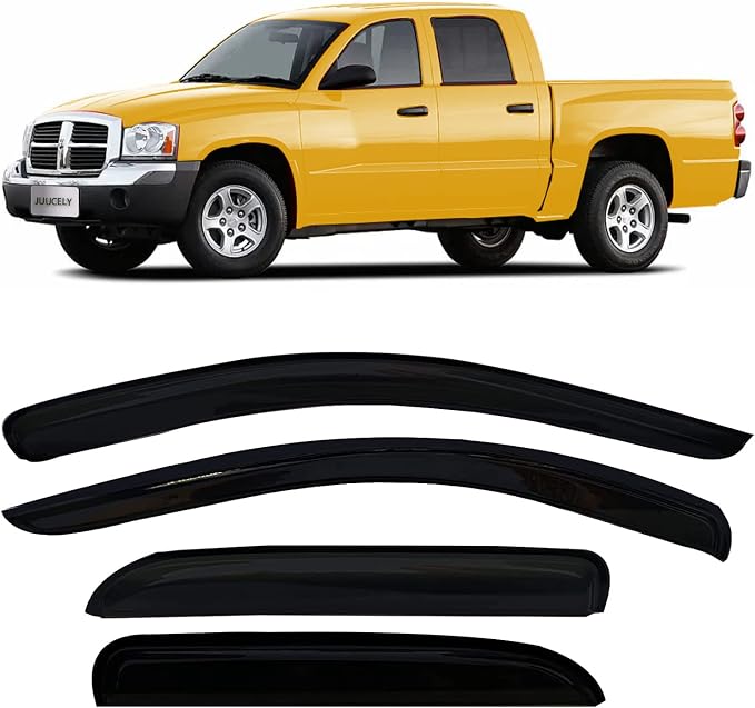 Side Window Visors rain Guards Vent Deflectors for 02-08 Dodge Ram 1500, 2003-2009 Ram 2500 & 3500 with Quad Cab Shade 94623
