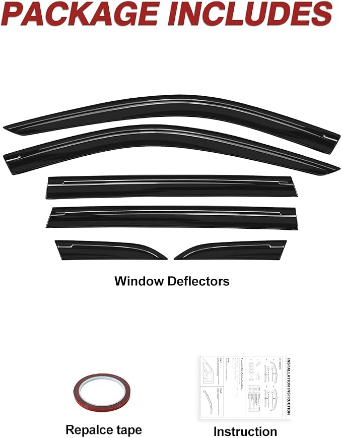 6pcs Outside-Mount Window Rain Guards Fit for Honda CR-V CRV 2023 2024 2025 2026, Extra Durable Window Visors Wind Deflector Dark Smoke Vent Shades Car Tape-on 6-pcs with Thicker