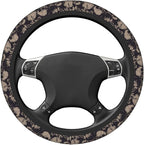 Elastic Skulls Halloween Car Steering Wheel Cover Protector Thicken,Grunge Spooky Horror Black,Anti Slip Stretchy Soft Car Accessories for Diverse Cars Truck SUV for Men Women Universal 15 Inch